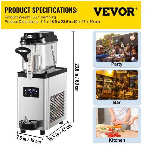 Επαγγελματική Μηχανή Γρανίτας Vevor 6l 705w Ανοξείδωτη Καφέ Μπαρ Σπίτι Gsjbxr16l220viukev2