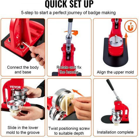 Vevor Button Maker Machine 25mm 500 Free Accessories Bjskxz25mm500nlrqv0