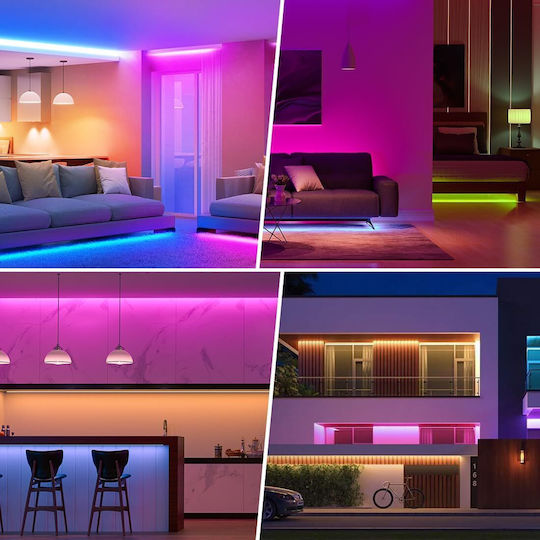 Kit Bandă LED Pureglow 24V RGB COB Vichema 576 LED-uri/M Interior Luminozitate Mare Silicon Gros Fără Pete Întunecate Unghi de Lumină 180° Flexibil Sincronizare Muzică Control prin Aplicație Telecomandă Sursă de Alimentare 24W 5m