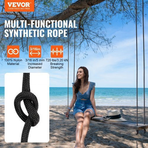 Vevor Tree Climbing Rope 3/16" X 250' Hcclsnl316inye3w6v0