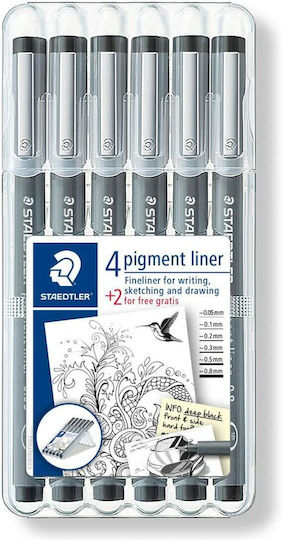 Staedtler Pigment Liner Markere de Proiectare Colorful 6buc