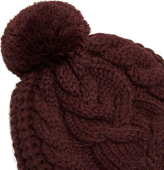 Harper Pom Beanie Beanie Knitted in Brown color