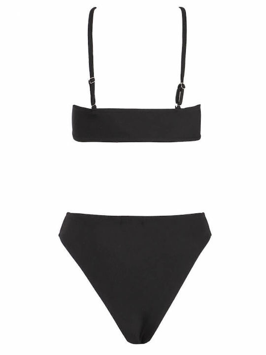 Luigi Padded Sport Bikini Set Top & Slip Bottom with Adjustable Straps BLACK