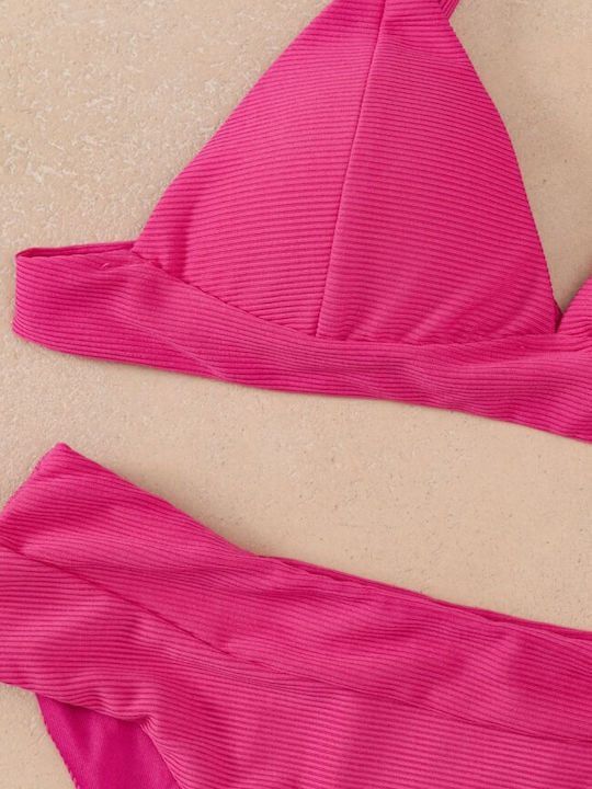 Bikini-Set mit Verstärkung Hohe Taille Fuchsia