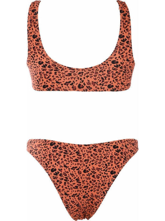 Gigi Bikini Set Sports Bra & Brazil Animal Print Brown
