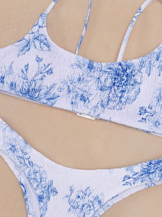 Gigi Bikini Set Sports Bra & Brazil Floral White