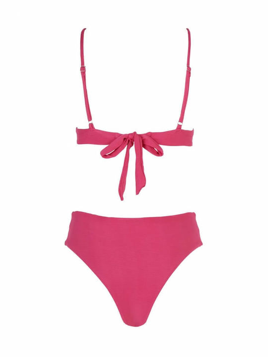 Bikini-Set mit Verstärkung Hohe Taille Fuchsia