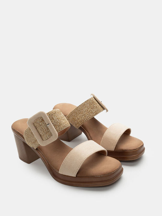 Luigi Heel Mules Beige