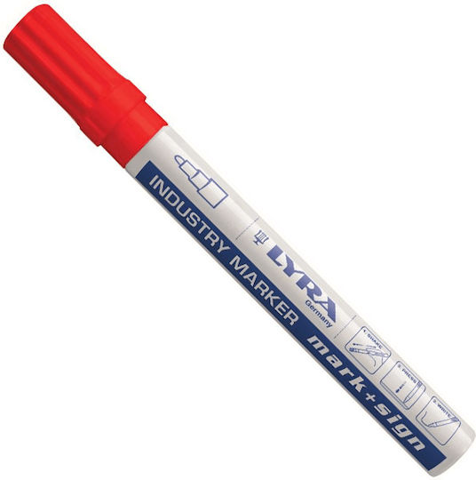 Lyra Ανεξίτηλοι Μαρκαδόροι Κόκκινος 3mm Σετ 10τμχ