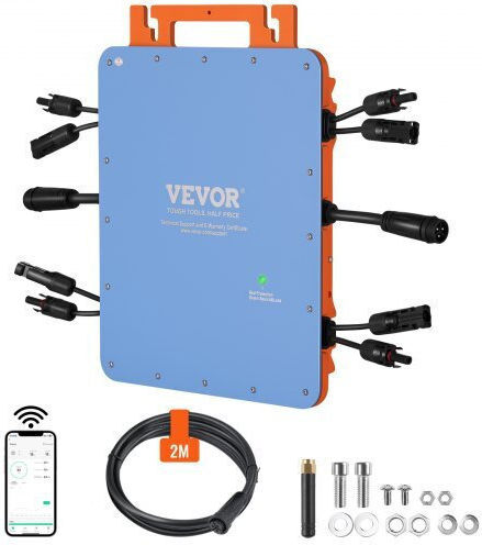 Vevor Ηλιακός Μικρομετατροπέας Δικτύου 1200w Αδιάβροχος Ip67 App Wifi Ip67wxbwnbq1t6bl4v2