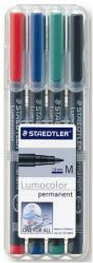 Staedtler Lumocolor Permanent Markers 1mm Anechoic markers M 317 WP4 4pcs