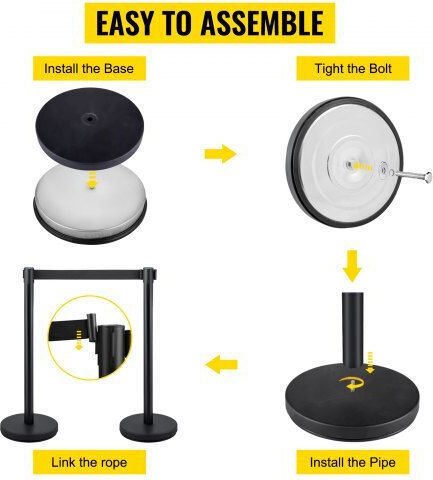 Set of 4 Crowd Control Posts Vevor Black Belt 2m Glzhshdjtzgt4hkjuv0