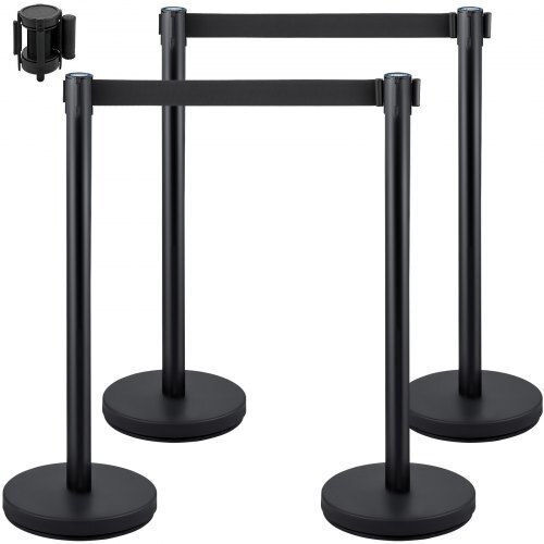 Set of 4 Crowd Control Posts Vevor Black Belt 2m Glzhshdjtzgt4hkjuv0
