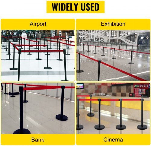 Vevor Crowd Control Barrier Set 6 Pieces Red Belt 2m Black Easy Assembly