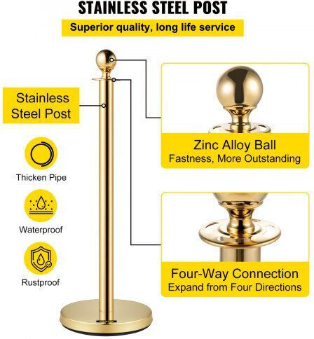 Velvet Ropes & Gold Posts Vevor 1.5m 4pcs Tdzqthrsglzj4238fv0