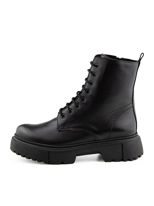 Leder Stiefeletten Damen Schwarz