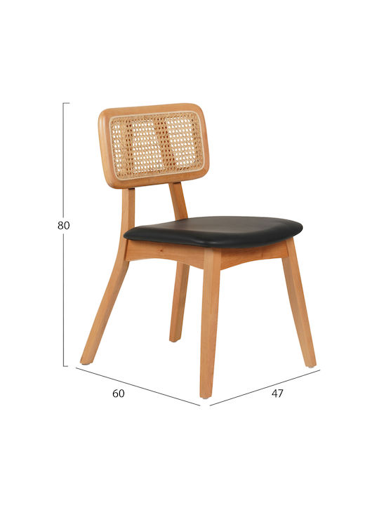 Luffy Dining Room Wooden Chair Natural - Black 47x60x80cm