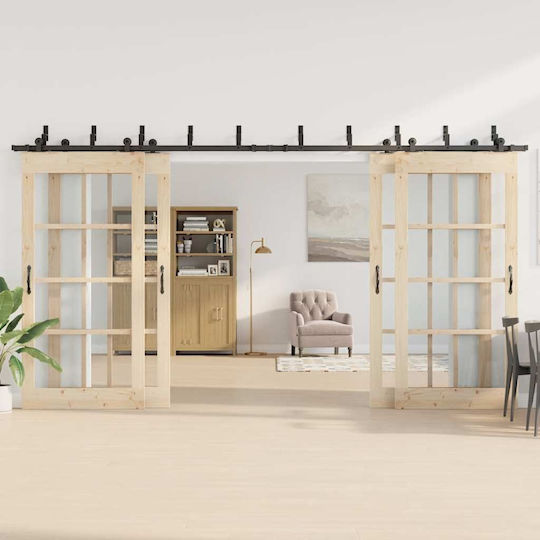 vidaXL vidaXL Sliding Door Mechanism for Middle Door 427cm Black