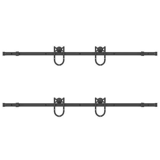vidaXL Sliding Door Mechanism for Middle Door 183cm Black