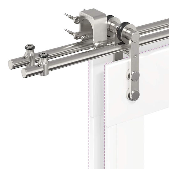vidaXL Sliding Door Mechanism for Middle Door 200cm Silver