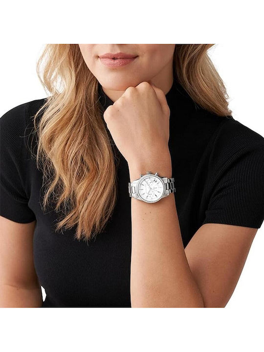 Michael Kors Ritz Damen Uhr Chronograph mit Silber Metallarmband