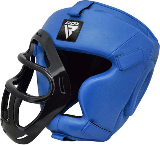 RDX Adult Full Face Boxing Headgear Leather Blue