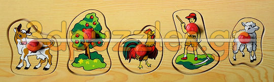 Wooden Kids Peg Puzzle Field Anelixi