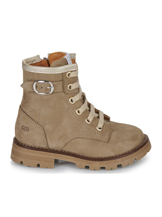 Kinderstiefel mit Schnürsenkeln Beige