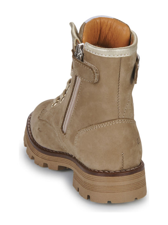 Kinderstiefel mit Schnürsenkeln Beige