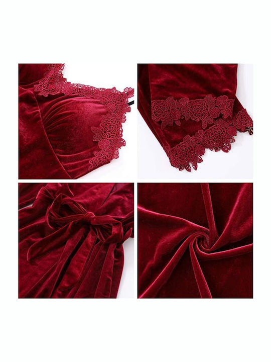 Chicret Winter Women's Burgundy Pyjama Set