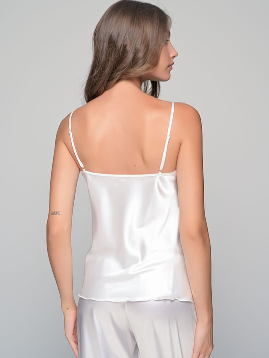 Milena by Paris Winter Bridal Women's Pyjama Set Satin Ivory, White