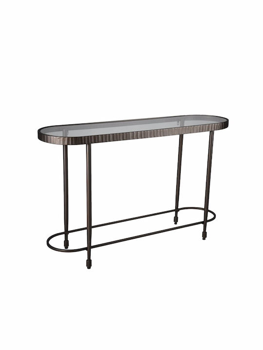 Granaz Console Table Metal with Glass Surface Black L132xW36xH81cm
