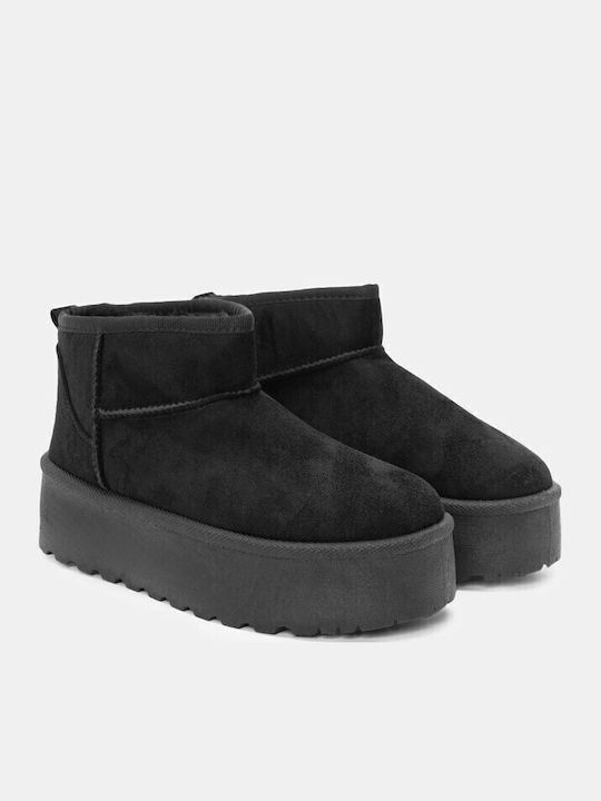 Stiefeletten Damen mit Pelz Schwarz