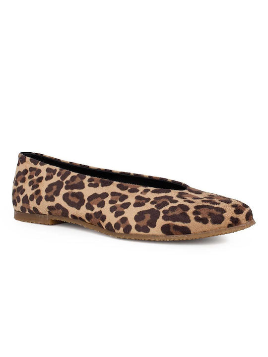 Si Bolleti Synthetic Leather Pointy Leopard Ballerinas Multicolour