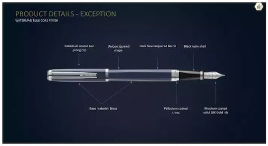 Waterman Писалка Medium Червена от Месинг с Червено Мастило