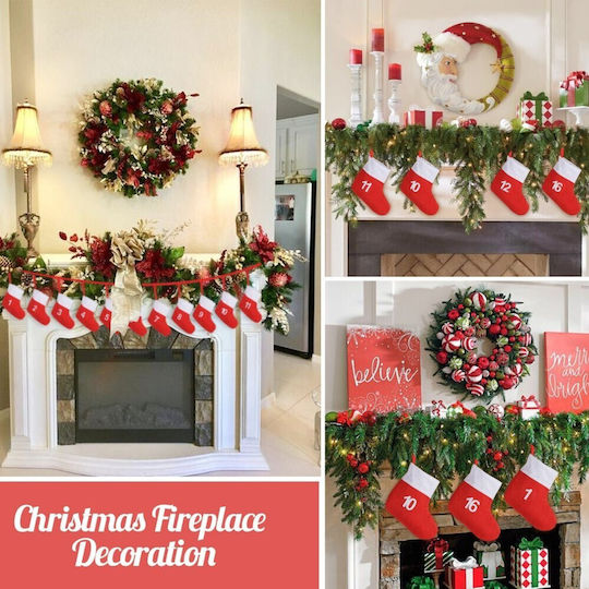 Christmas Decorative Fabric Red Socks L20xW18xH18cm 24pcs