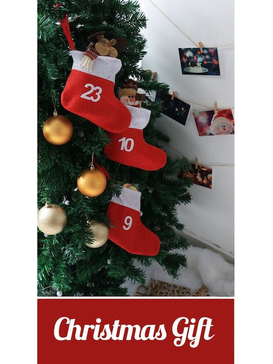 Christmas Decorative Fabric Red Socks L20xW18xH18cm 24pcs