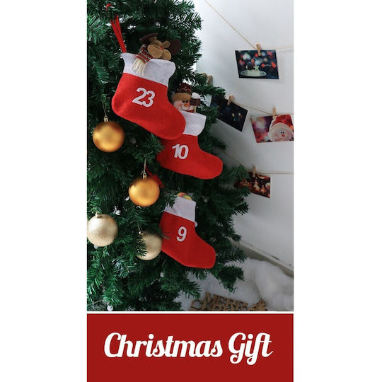 Christmas Decorative Fabric Red Socks L20xW18xH18cm 24pcs