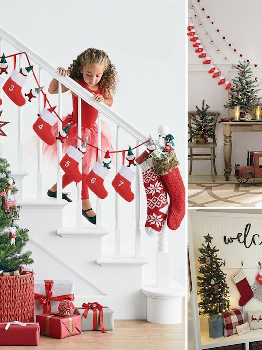 Christmas Decorative Fabric Red Socks L20xW18xH18cm 24pcs