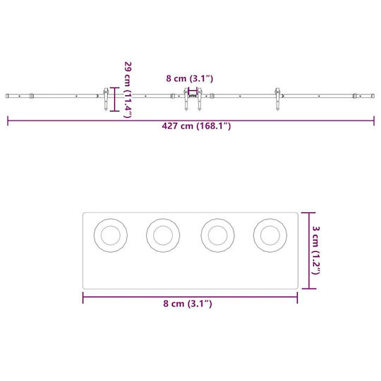 vidaXL Μηχανισμός Συρόμενης Μεσόπορτας 427cm Μαύρος