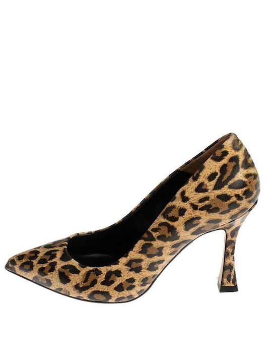 Divide Brown Heels Animal Print