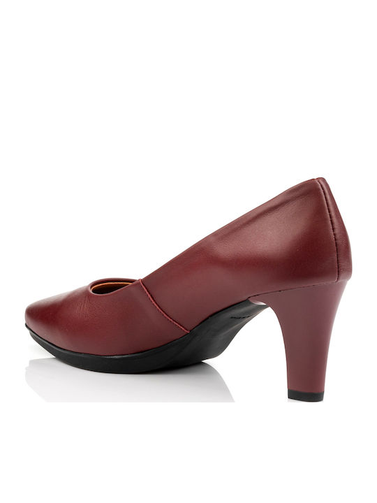 Leder Pumps mit mittelhohem Absatz Burgundisch