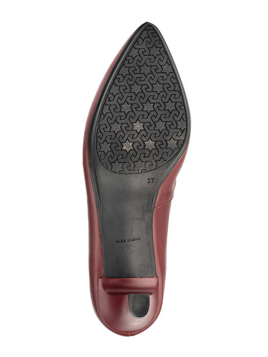 Leder Pumps mit mittelhohem Absatz Burgundisch