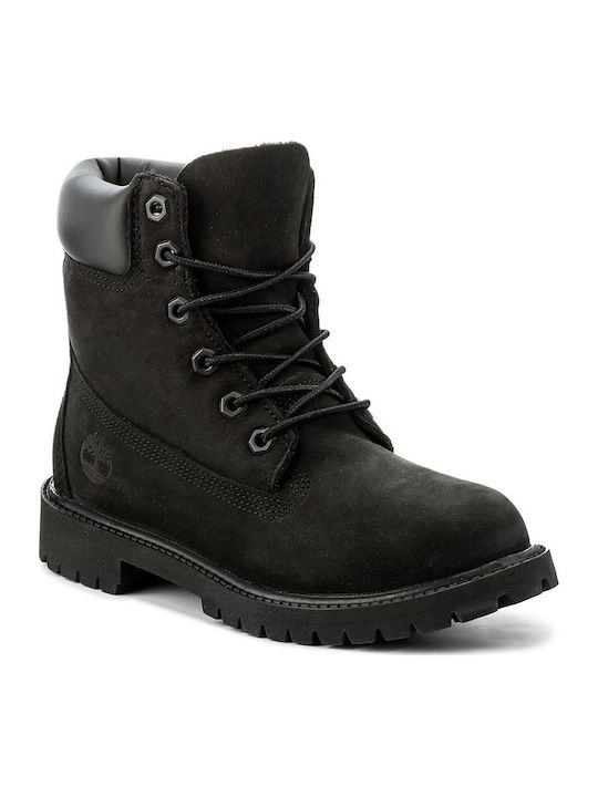 Leather Women's Ankle Boots with Medium Heel Black