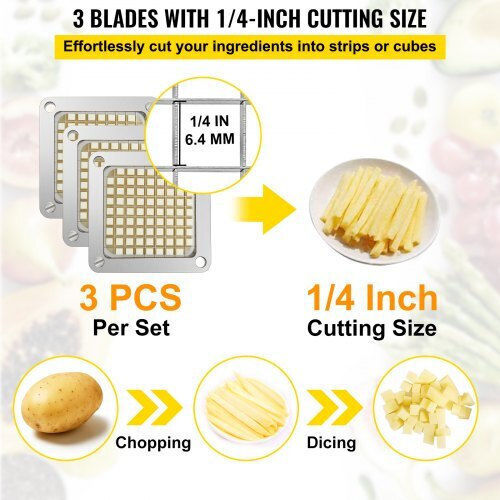 Replacement Blade & Push Block 1/4" Potato Cutter Vevor 3 Pcs Fkthqc314inchcudxv0