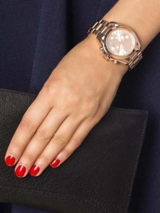 Michael Kors Bradshaw Γυναικείο Ρολόι 36mm Χρονογράφος Μπαταρίας με Ροζ Χρυσό Μεταλλικό Μπρασελέ