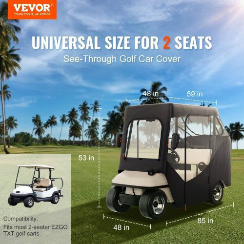 Vevor Golf Cover Polyester 600d Transparent Windows 2-Passenger Sunshade Dust Resistant Kshgefczgmdj7155kv0