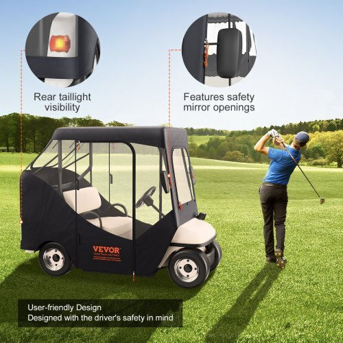 Vevor Golf Cover Polyester 600d Transparent Windows 2-Passenger Sunshade Dust Resistant Kshgefczgmdj7155kv0