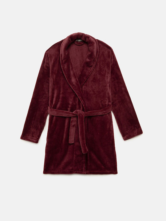 Minerva Winter Women's Fleece Robe Bordeaux