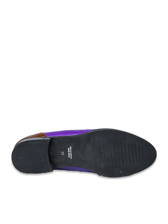 Leather Women's Moccasins in Purple Color